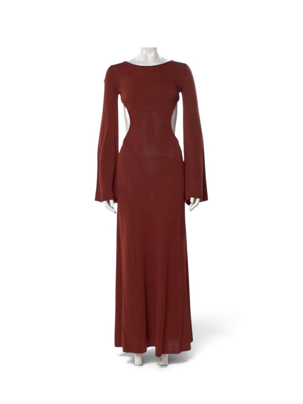 cult gaia Rust Cutout Long Sleeve Maxi Dress